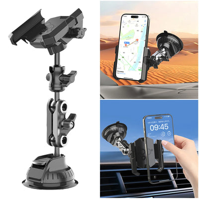 Car Phone Holder Strong Suction Car Phone Mount 360° Rotation Cell Phone Holder Adjustable for Dashboard Windshield Vent